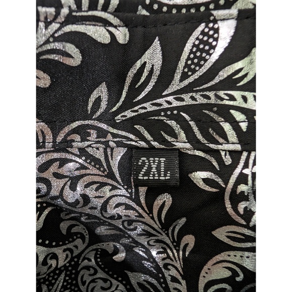 Paisley Silver Men's shirt Button-up Black Silver Sz 2XL Shiny - Picture 4 of 7